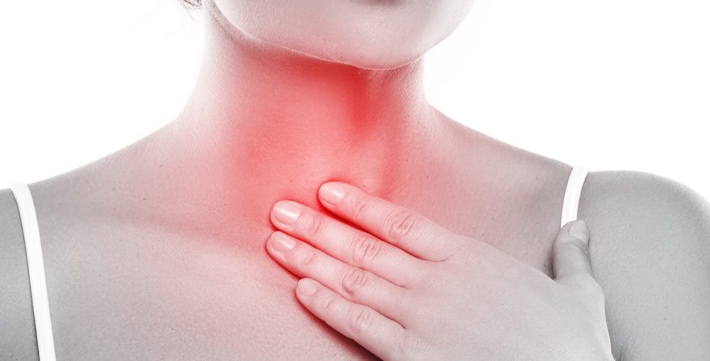 Woman With A Pain In Her Throat